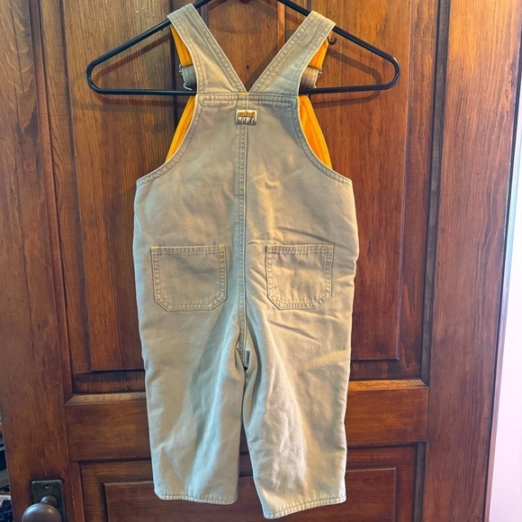 Please Mum Y2K Khaki Boys Overalls Fleece-Lined Size 18 Months Go Bananas Patch - Picture 2 of 6